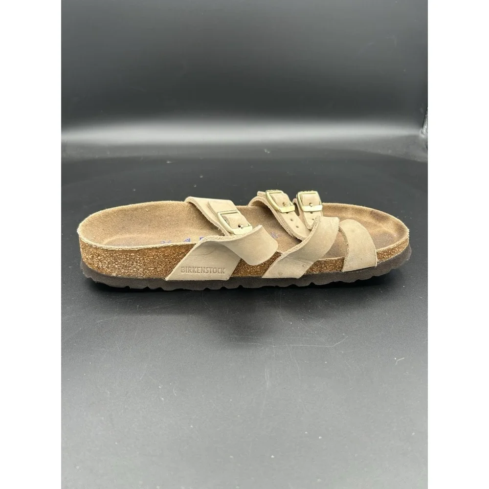 Birkenstock Franca Sandcastle Nubuck Strappy Sandals Tan Brown Womens 36 L5 M3
